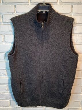 Pendleton Sweater Vest Mens XL dark gray Wool Reversible Fleece Full Zip